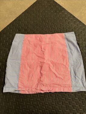 Vineyard Vines Pink Center Blue Stripe Panel Mini Skirt